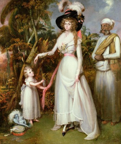 Mrs Graham of Kinross, her Daughter and a Jamadar, c.1786 by John Alefounder